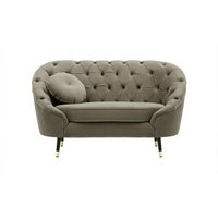 Fauteuil Kooper capitonné, gris éléphant - Velluto 17, Couleur des pieds: Noir avec pourtour doré