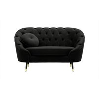 Fauteuil Kooper capitonné, noir - Velluto 20, Couleur des pieds: Noir avec pourtour doré