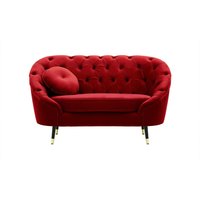 Fauteuil Kooper capitonné, rouge - Velluto 7, Couleur des pieds: Noir avec pourtour doré