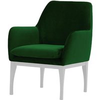 Fauteuil Beca, vert foncé - Velluto 10, Couleur des pieds: Blanc