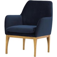 Fauteuil Beca, bleu - Velluto 11, Couleur des pieds: Chêne clair