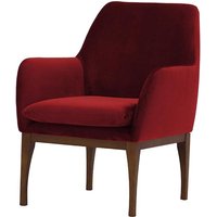 Fauteuil Beca, rouge - Velluto 7, Couleur des pieds: Chêne foncé