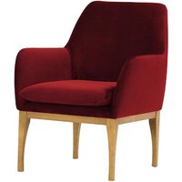 Fauteuil Beca, rouge - Velluto 7, Couleur des pieds: Chêne clair