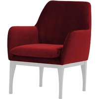 Fauteuil Beca, rouge - Velluto 7, Couleur des pieds: Blanc