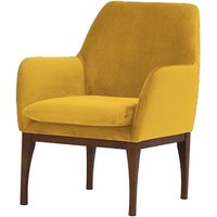 Fauteuil Beca, moutarde - Velluto 8, Couleur des pieds: Chêne foncé