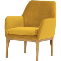 Fauteuil Beca, moutarde - Velluto 8, Couleur des pieds: Chêne clair