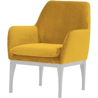 Fauteuil Beca, moutarde - Velluto 8, Couleur des pieds: Blanc