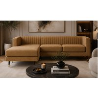Grand canapé d’angle gauche Slender, Matt Velour Karamel - brun