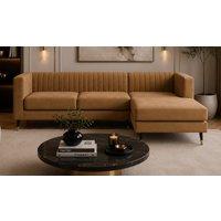 Grand canapé d’angle droit Slender, Matt Velour Karamel - brun
