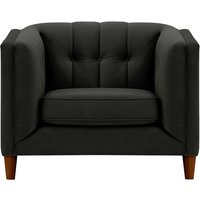 Fauteuil Sodre, noir - Velluto 20, Couleur des pieds: Chêne foncé