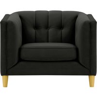 Fauteuil Sodre, noir - Velluto 20, Couleur des pieds: Chêne clair