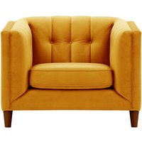 Fauteuil Sodre, moutarde - Velluto 8, Couleur des pieds: Chêne foncé