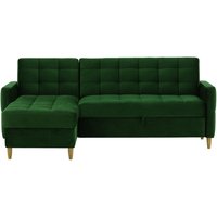 Canapé d’angle polyvalent avec fonction lit et coffre de rangement Velocity, Velluto 36 - Bleu paon