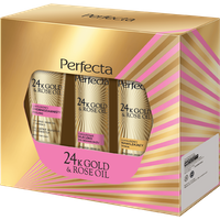 Zestaw Perfecta 24K Gold & Rose Oil Peeling drobnoziarnisty + Mleczko do demakijażu + Tonik