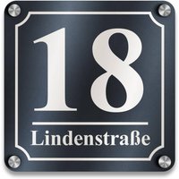 Quadratische Hausnummer in Anthrazit RAL7016 inkl. Gravur