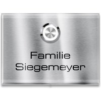 Metzler Aufputz Türklingel | personalisiert mit Gravur | Edelstahl-Taster mit LED | Edelstahl gebürstet | Vitus