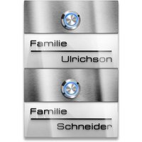 Metzler Türklingel Zweifamilienhaus Edelstahl Weiß 3D-Gravur optional | Sena M2