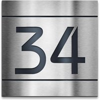 Quadratisches Hausnummernschild aus Edelstahl
