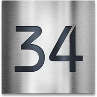 Hausnummernschild aus Edelstahl gebürstet