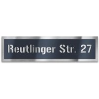 Schild mit Straße & Hausnummer aus Edelstahl in Anthrazit RAL 7016