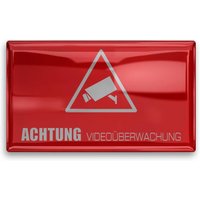3D-Aufkleber - Achtung Videoüberwachung - rot