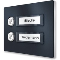 Aufputz Klingelplatte Anthrazit RAL7016 Klingeltableau Namensschild Mehrfamilien 2 Fach ohne LED-Beleuchtung LED rot