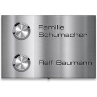 Metzler Funkklingel für Zweifamilienhaus - Gravur | Edelstahl gebürstet | Vitus M2