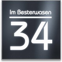 LED-Hausnummernschild in Anthrazit mit Straße