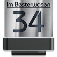 LED-Hausnummernschild von Steinel | L820 | Anthrazit und Edelstahl | Sensor & Bluetooth