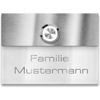 Metzler Türklingel Edelstahl Weiß Lasergravur + LED-Taster | Sena