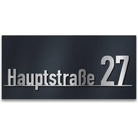Hausnummernschild Anthrazit mit Schriftzug aus Edelstahl