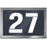 LED-beleuchtetes Hausnummernschild aus Edelstahl in matt Anthrazit