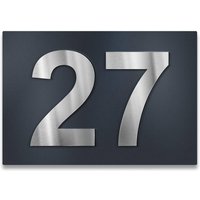 Hausnummernschild mit 3D-Ziffern aus Edelstahl in Anthrazit RAL 7016