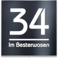LED-Hausnummernschild in Anthrazit mit Hausnummer groß
