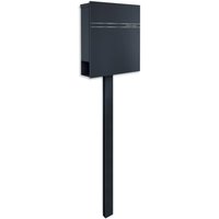 Metzler Briefkasten Standfuß Anthrazit RAL 7016 Gravur | Lepo 2