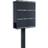 Metzler Standbriefkasten freistehend | Anthrazit RAL7016 | Edelstahl Applikation | Lepo 3