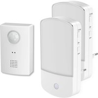 Heidemann HX Türklingel Durchgangsmelder Funksender Bewegungsmelder (70374) + 2x Funkklingel Steckdose Nachtlicht (70878)