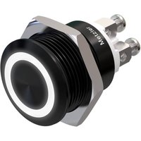Metzler - Drucktaster 19mm - LED Ringbeleuchtung Weiß - IP67 IK10 - Aluminium - Flach - Schraubkontakte