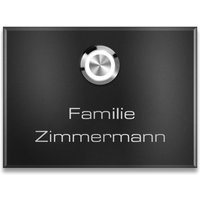 Metzler Aufputz Türklingel | personalisiert mit Gravur | Edelstahl-Taster mit LED | RAL 9005 Tiefschwarz | Vitus