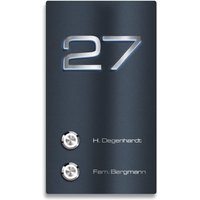 Metzler Türklingel Aufputz Mehrfamilienhaus Anthrazit Gravur 3D-LED-Hausnummer | Erik M2