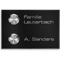 Metzler Funkklingel für Zweifamilienhaus - Gravur | RAL 9005 Tiefschwarz | Vitus M2