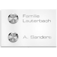 Metzler Funkklingel für Zweifamilienhaus - Gravur | Weiß | Vitus M2
