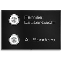 Metzler Klingel Aufputz Zweifamilienhaus Gravur | RAL 9005 Tiefschwarz | Vitus M2