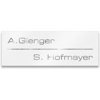 Namensschild aus Edelstahl in Weiß mit Lasergravur