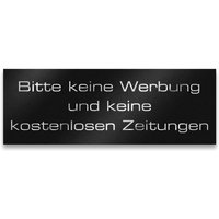 Metzler Briefkastenschild Bitte keine Werbung Pulverbeschichtet Tiefschwarz RAL 9005