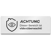 Hinweisschild aus Edelstahl Achtung Dieser Bereich ist Videoüberwacht weiß RAL9016