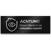Hinweisschild aus Edelstahl Achtung Dieser Bereich ist Videoüberwacht schwarz RAL9005