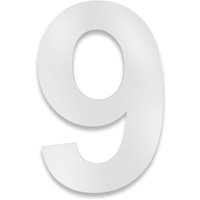 Metzler Hausnummer | Edelstahl | Arial | Weiß | Höhe 20 cm | 9
