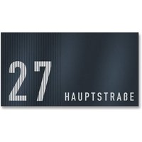 Hausnummernschild aus Edelstahl in Anthrazit mit Straße & Ziffer graviert