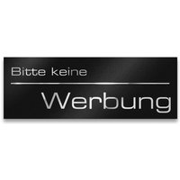 Metzler Briefkastenschild "Bitte keine Werbung" Tiefschwarz RAL9005 pulverbeschichtet